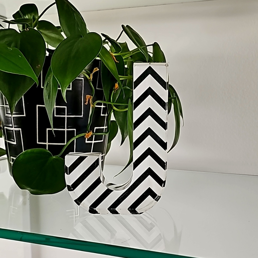 Black & White Chevron "J" Acrylic Letter